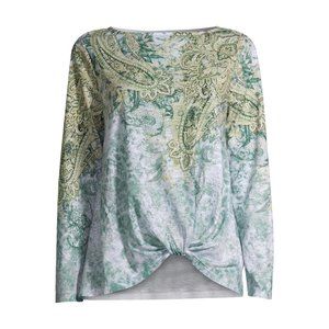 Time and Tru Women's Long Sleeve Front Twist Shirt